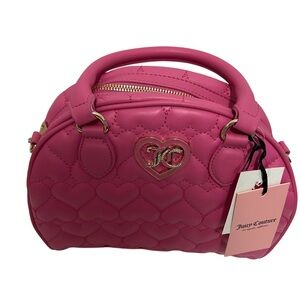 NWT Juicy Couture BarbieCore Pink Heart Quilted Satchel Crossbody Bag